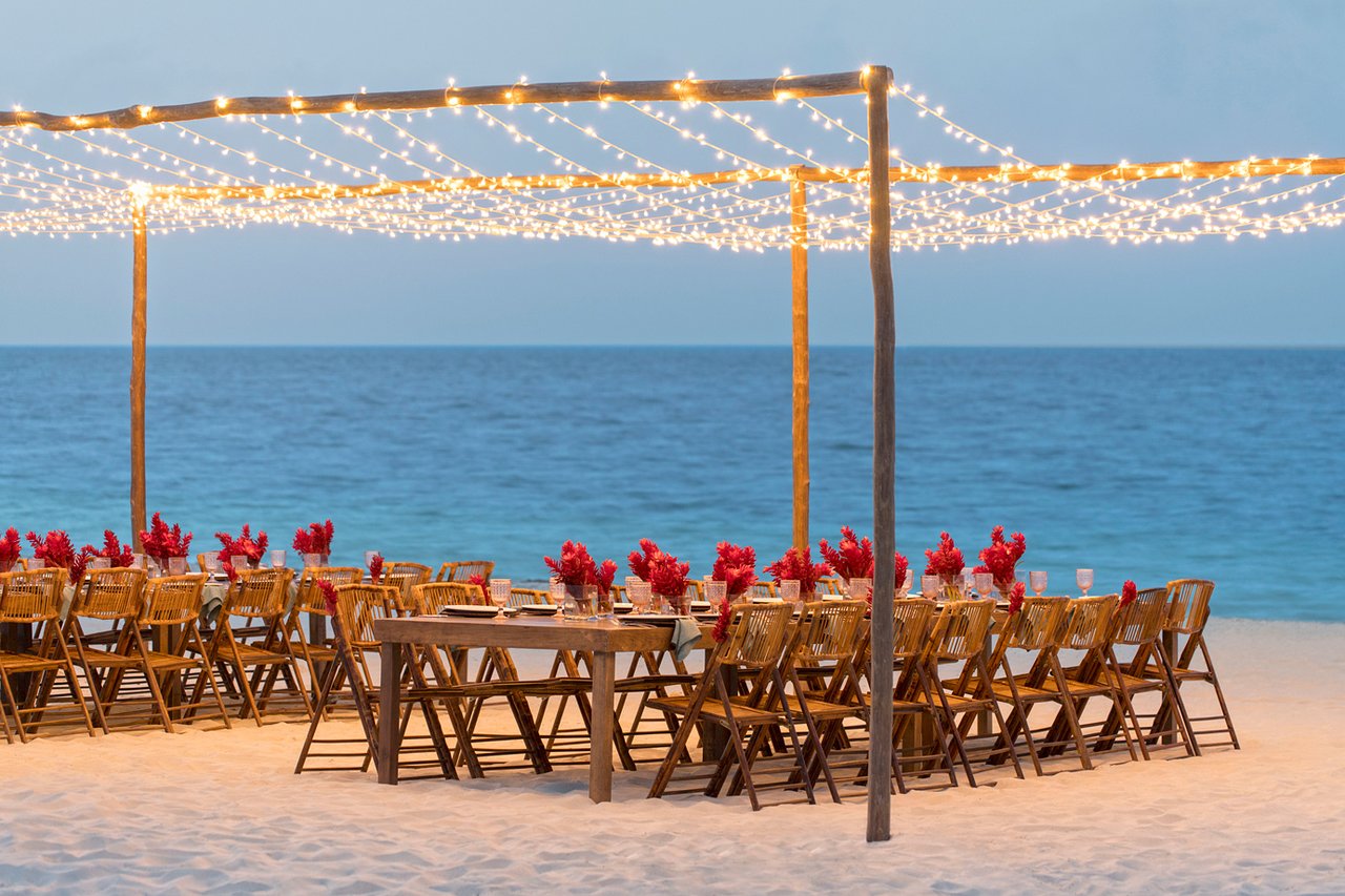 Beach wedding reception