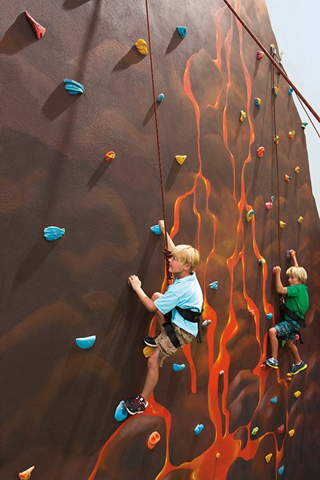 Climbing wall at the Explorer's Club for kids. Ages 3 to 12 years old.