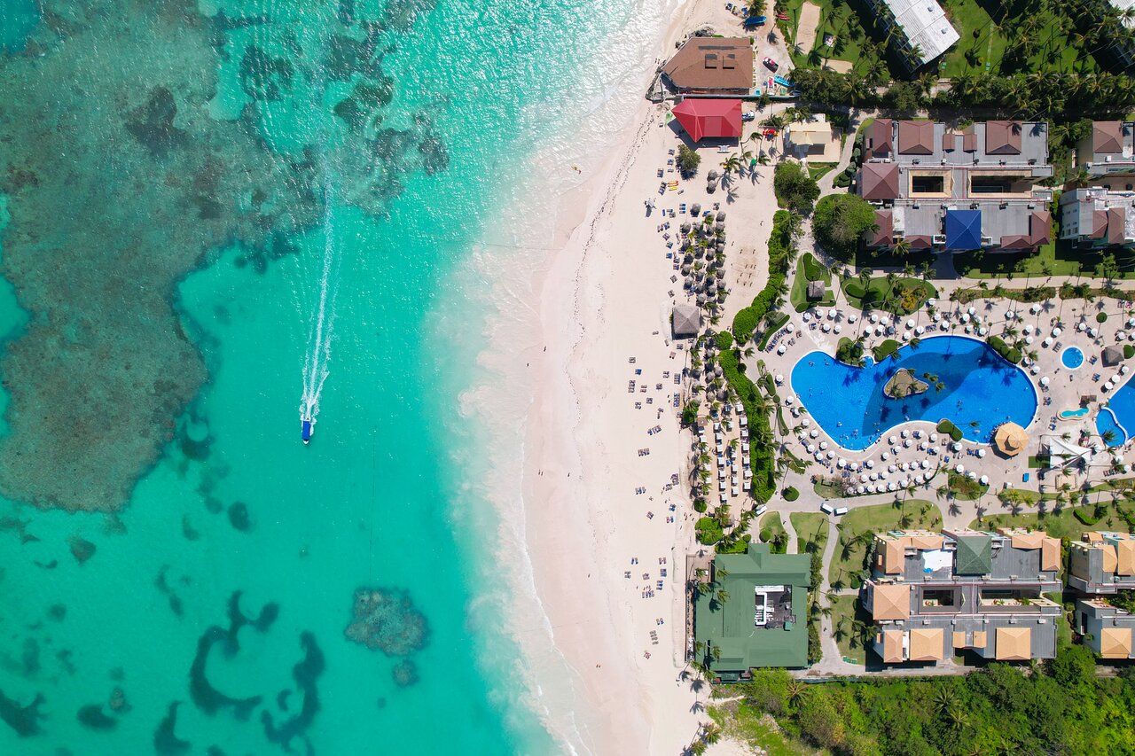 beach view from above Ocean Blue and Sand