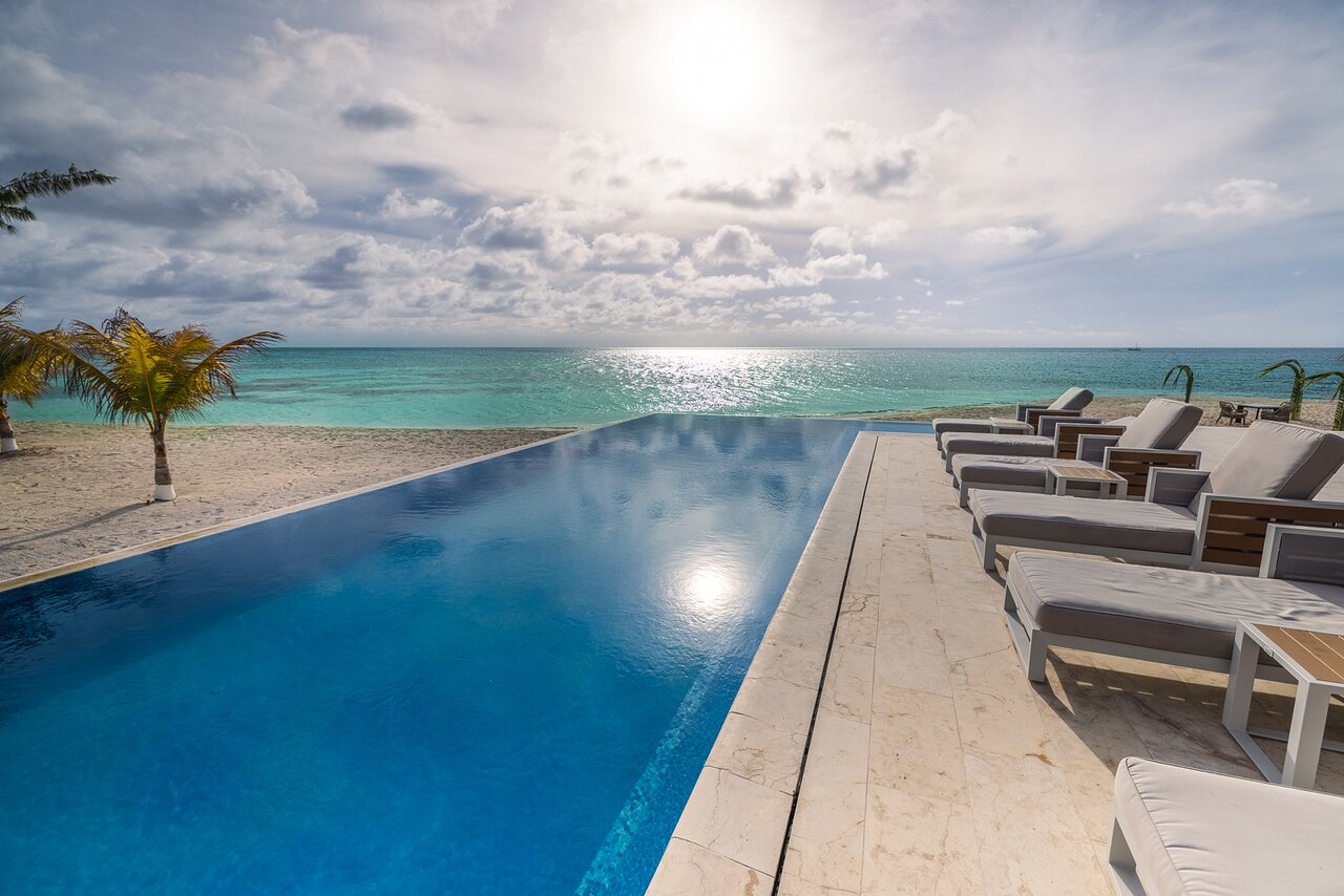 infinity pool with view of the Caribbean