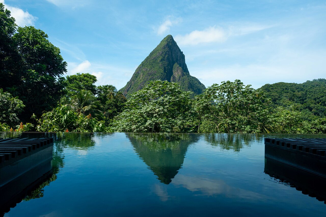 The view across the infinity pool