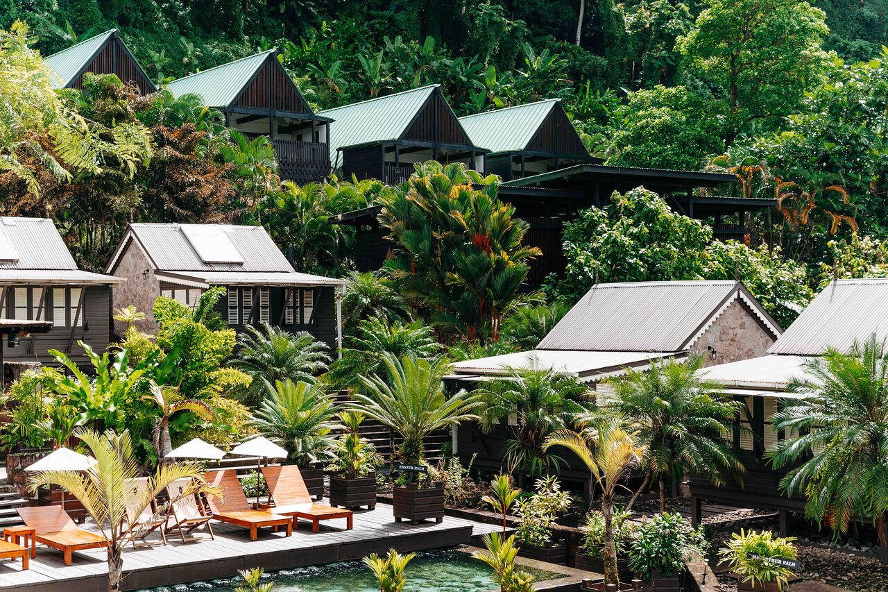 Accommodation at Rabot Hotel - the lodges at the front and Luxe Lodges behind